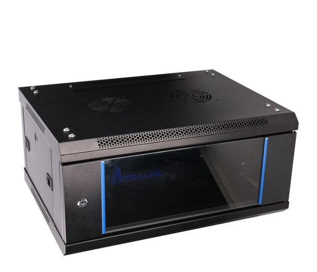 Extralink Szafka wisząca rack 4U 600x450 czarna szklane drzwi EX.2886 - 484910 - zdjęcie 2